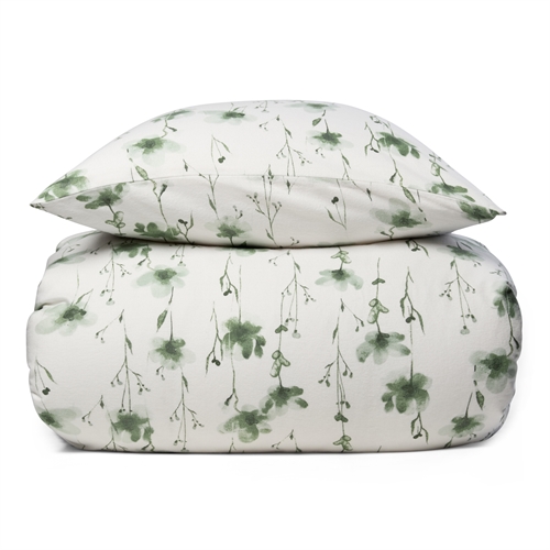 Flanell sengetøy 140x220 cm - Mykt blomstrete sengetøysett - 100% bomullsflanell - By Night sengetøy