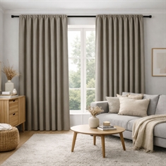 Mørkleggingsgardin - 1 stk. ferdigsydd gardin - Beige - Nordstrand Home blackout gardinlengder med rynkebånd