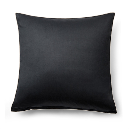 Putetrekk 60x63 cm - 100% bomullssatin - Svart med hvit pipingkant
