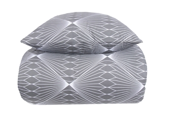 Sengetøy - 100% bomull - Diamond grey - 2 i 1 design - 140x220 cm - Borg Living