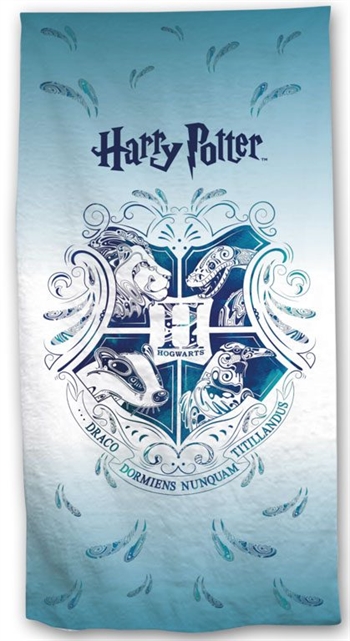 Badehåndkle - Harry Potter - Hogwarts logo Blå - 70x140cm - 100% Bomull