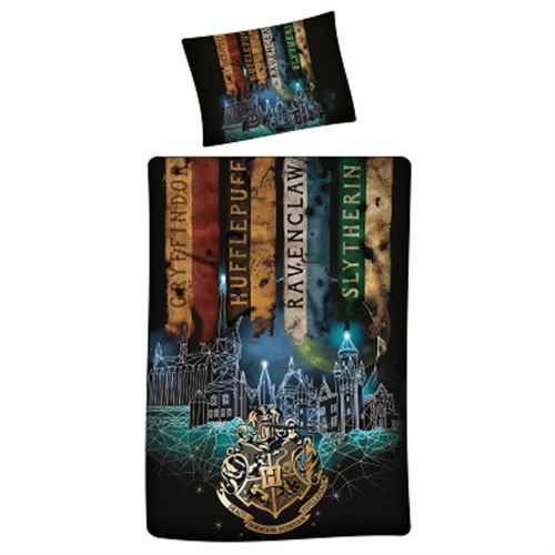 Harry Potter sengetøy - 140x200 cm - The deathly hallows sengesett - 2 i 1 design - Dynetrekk i 100% bomull