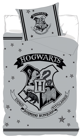 Harry Potter Sengetøy - 140x200 cm - Harry Potter sengesett med Hogwarts - 2 i 1 design - 100% bomull