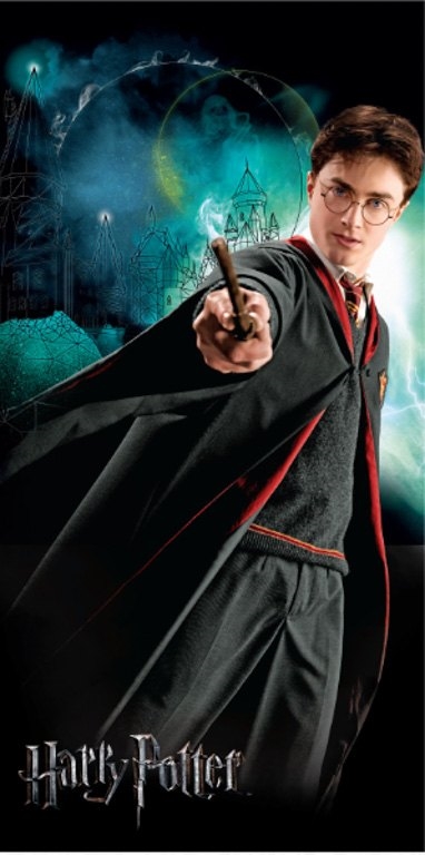 Harry Potter håndkle - 70x140 cm - 100% bomull - Mykt badehåndkle med Harry Potter og hans tryllestav