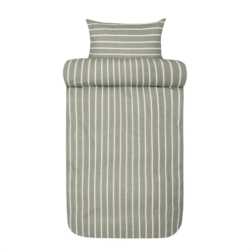 Sängkläder i flanell 140x220 cm - Grønt stripet sengesett - 100% bomullsflanell - Henning Høie of Scandinavia sengetøy