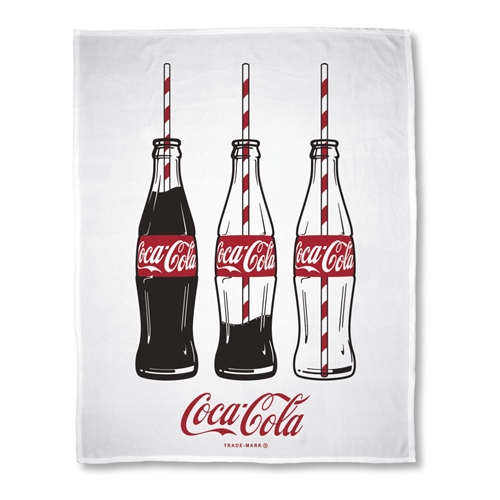 Barnteppe - Coca Cola - 150x200 cm - Mykt fleecepledd - Hvit