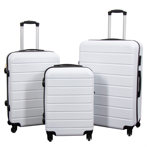 Tilbud koffert - Sett med 3 stk. - Eksklusivt hardcase koffertsett - Stripe Hvit