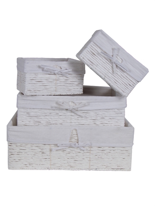 Flettkurver - Sett av 4 stk - Hvite oppbevaringskurver  