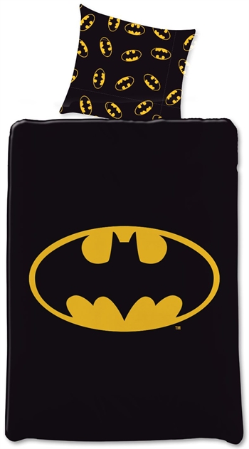 Batman sengetøy - 140x200 cm - sengesett med batman logo - 2 i 1 design - 100% bomull