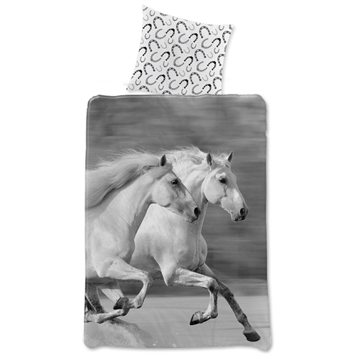 Hestes sengetøy 140x200 cm - Galopperende hester - Vendbart dynetrekk - 100% bomulls sengesett