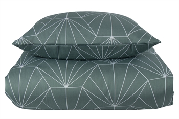 Sengetøy - 200x220 cm - Vendbart design i 100% bomullssateng - Hexagon grønn - Sengesett fra By Night