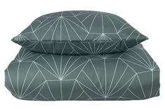 Sengesett 240x220 - Vendbart dynetrekk - Kingsize sengetøy - 100% Bomullssateng  - Hexagon grønn