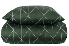 Sengetøy dobbeldyne - 200x220 cm - 100% Bomullssateng - Graphic harlekin grønn