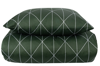 Sateng sengesett - 140x200 cm - Graphic harlekin grønn - 100% Bomullssateng
