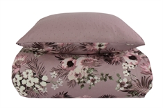 Sateng sengesett - 140x200 cm -  Flowers & Dots - Lavendel - 100% Bomullssateng