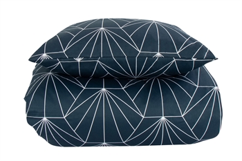 Sengesett 240x220 - Kingsize sengetøy - 100% Bomullssateng  - Hexagon mørk blå
