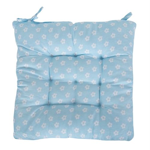 Stolpute - 35x35x6 cm - Lyseblå - Heldekkende mønster - Små blomster