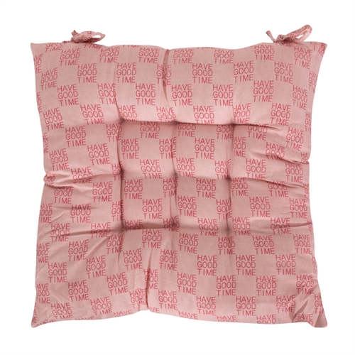 Stolpute - 35x35x6 cm - Lyserød hagepute med tekst