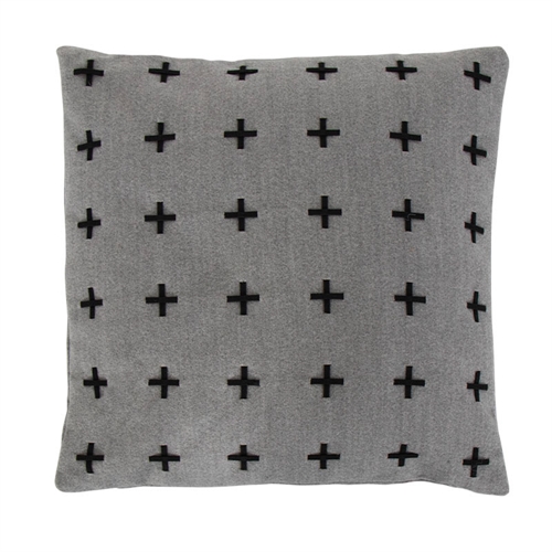 Pyntepute - 45x45 cm - Grå med kryss - Myk sofapute fra Borg living