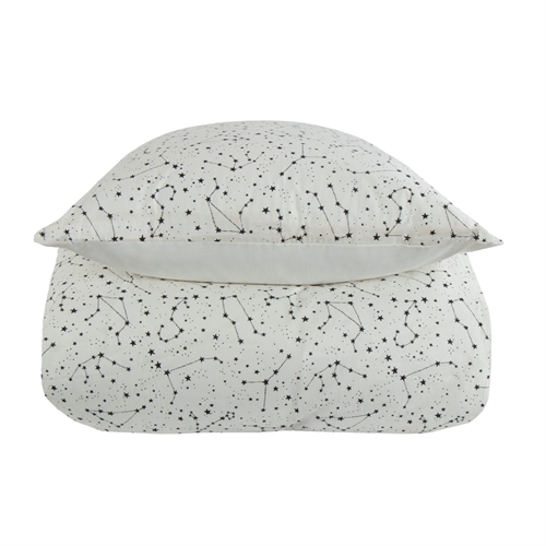 Sengetøy 140x200 cm - Zodiac white - Stjernebilde - Dynetrekk i 100% bomull - Borg Living sengesett