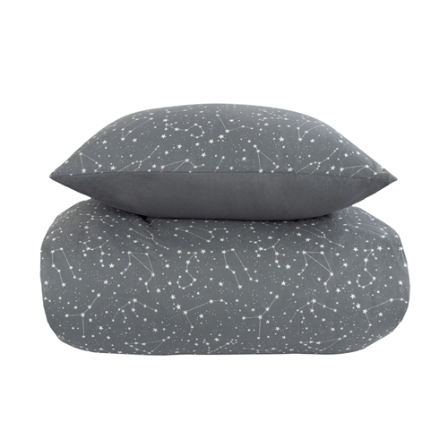 Sengetøy 240x220 cm - Zodiac grey - Stjernebilde - Sengetøy til dobbeltdyne i 100% bomull - Borg Living