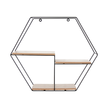 Metallhylle til vegg - 49x43x10 cm - Sekskantet sort hylle Innredning , Til bordet , Kjøkkenet