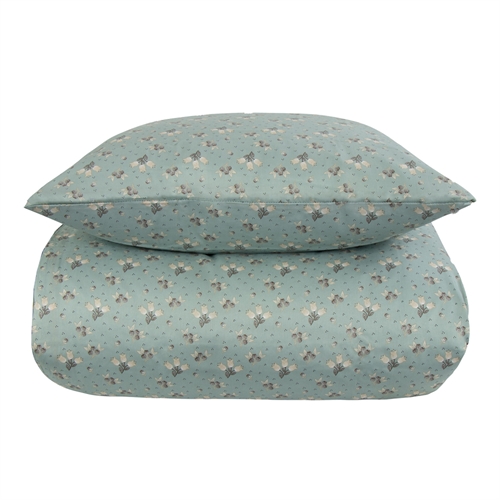 Sengetøy dobbeltdyne 200x220 cm - Summer turkis - 100% bomullssateng - By Night doble dynetrekk