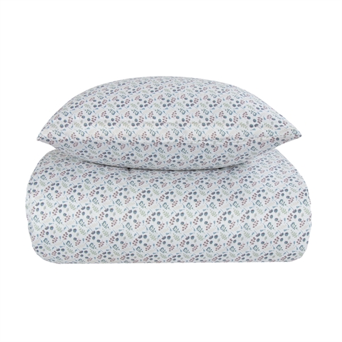 Sengetøy dobbeltdyne - 200x220 cm - Potpuri blue - 100 % bomullssateng - By Night sengesett