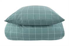 Kreppsengetøy sengetøy - Rutete sengetøy - Dusty Green Check - Borg Living sengesett