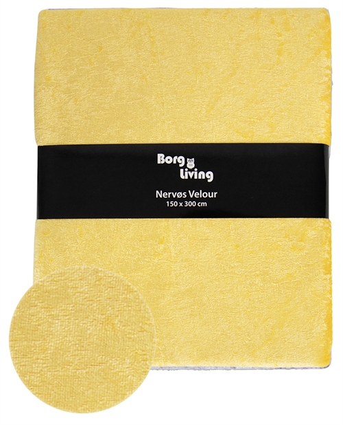 Fløyelsduk - 9 meter - Gul - Nervøs fløyel - Pakke med 9 meter