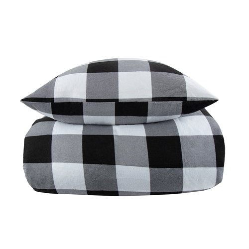 Sengetøy av flanell 140x200 cm - Rutete sengetøy - 100% bomullsflanell - By Night sengesett