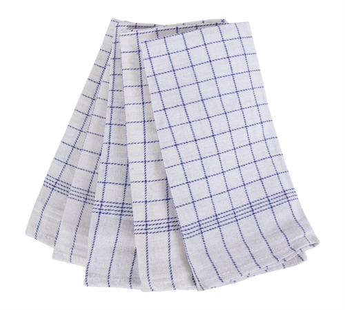 5 stk. Kjøkkenhåndklær - 50x100 cm hvite kjøkkenhåndklær med blå ruter