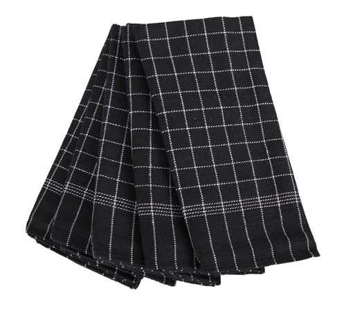 5 stk. Kjøkkenhåndklær - 50x100 cm svarte kjøkkenhåndklær med hvite ruter