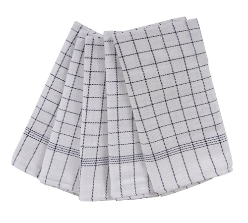 5 stk. Kjøkkenhåndklær - 50x100 cm hvite kjøkkenhåndklær med svarte ruter