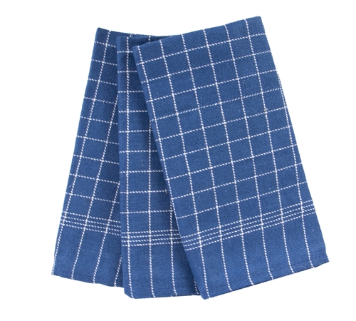 3 stk. Kjøkkenhåndklær - 50x100 cm blå kjøkkenhåndklær med hvite ruter