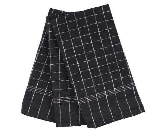 3 stk. Kjøkkenhåndklær - 50x100 cm svarte kjøkkenhåndklær med hvite ruter