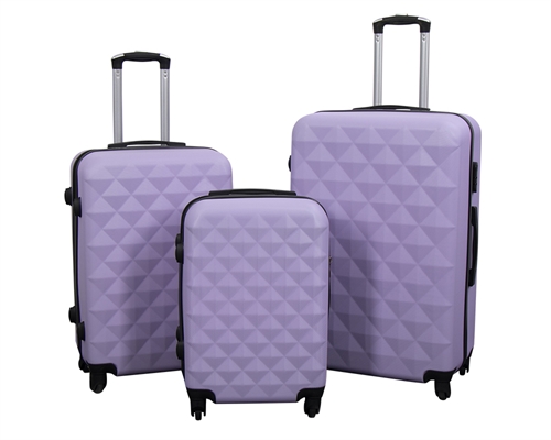 Koffertsett med 3 stk i lilla - Hard ABS / polykarbonat