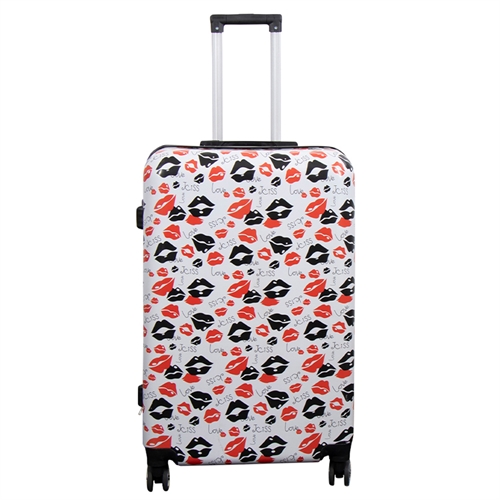 Stor koffert - Hardcase koffert med motiv - Kiss & Love - Eksklusiv lettvekt koffert