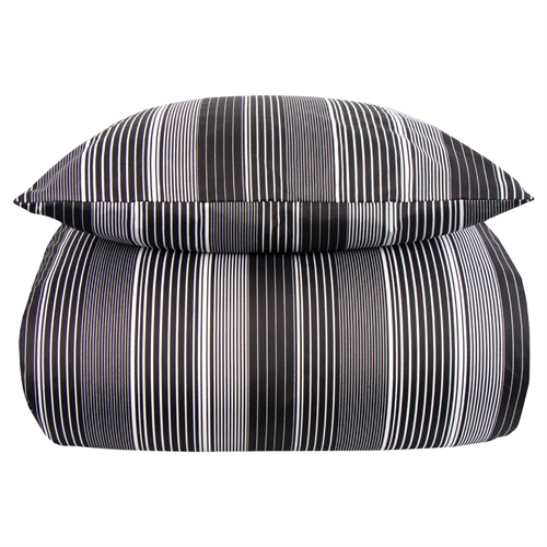 Sengetøy 140x200 cm - Stripet svart sengesett - IN Style sengetøy i mikrofiber