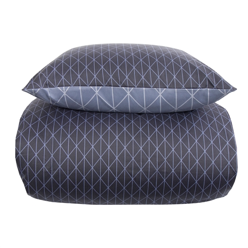 Sengetøy til kingsizedyne 240x220 cm - Harlekin blåt sengesett - Vendbart design - In style sengetøy i mikrofiber