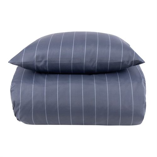 Dobbelt sengetøy 200x220 cm - Blåstripet sengesett - Borg Living dobbeltdynetrekk i polycotton