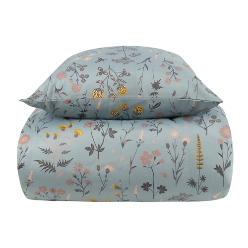 Sengetøy 140x200 cm - Grønt blomstrete sengesett - Borg living sengetøy i polycotton