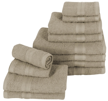 12- pakk Håndklær - sand - Borg Living Håndklær