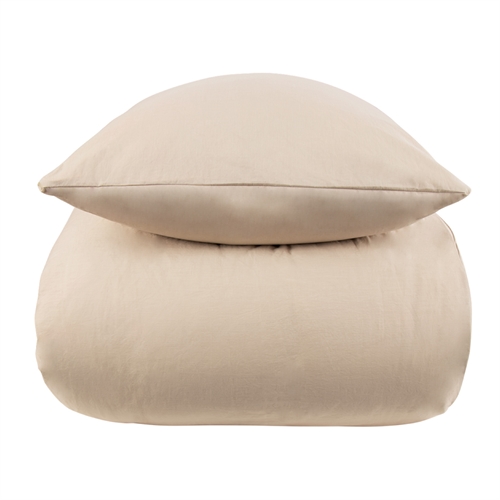 Steinvasket sengetøy 140x200 cm - 100% enzymvasket bomull - Firm sand - Nordstrand Home sengesett