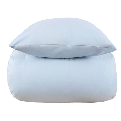 Steinvasket sengetøy 140x200 cm - 100% enzymvasket bomull - Firm blå - Nordstrand Home sengesett