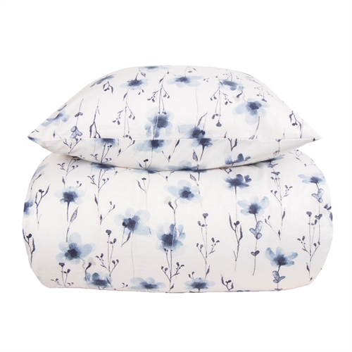 Flanell sengetøy 140x200 cm - Mykt blomstrete sengesett - 100% bomullsflanell - By Night sengetøy