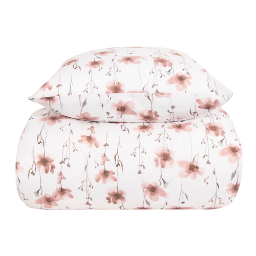 Sengetøy av flanell - 140x200 cm - blomstrete sengetøy - 100% bomullsflanell - By Night sengesett