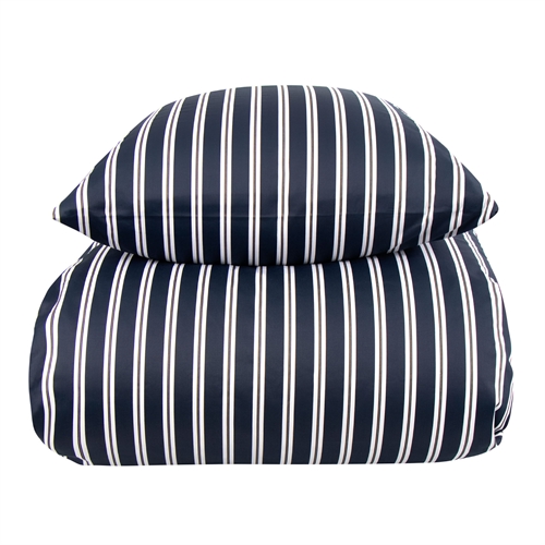 Stripete sengetøy 140x200 cm - 100 % myk bomullssateng - Stripet blå - By Night sengetøy