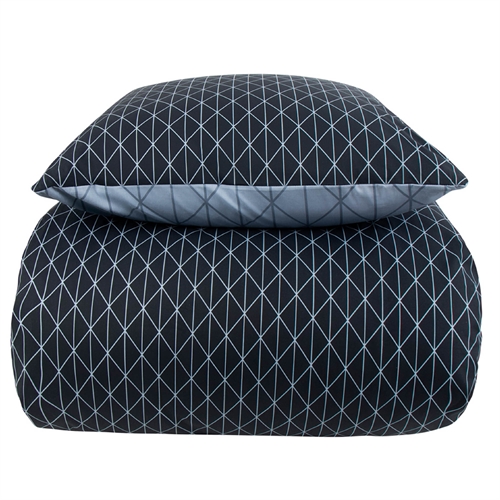 Sengetøy 150x210 cm - Harlequin blå - Dynetrekk med 2 design - Sengetøy i 100% bomull - Borg Living