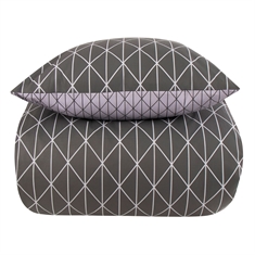 Sengetøy - 100% bomull - Vendbart med grått harlequin-design
